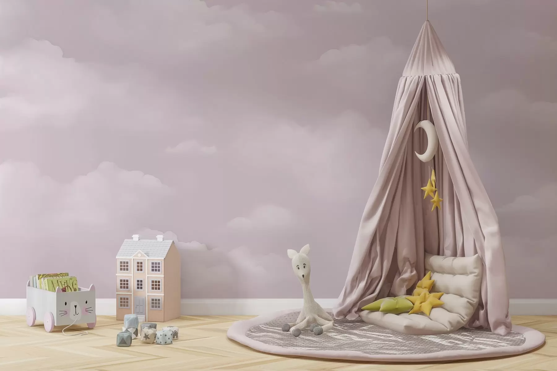 Fototapety Ružové oblaky v jemných pastelových odtieňoch w03994v2