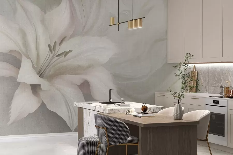 Fototapety Lily kvet tekutina abstrakcia, kvetinový, šedé farby w04006v2