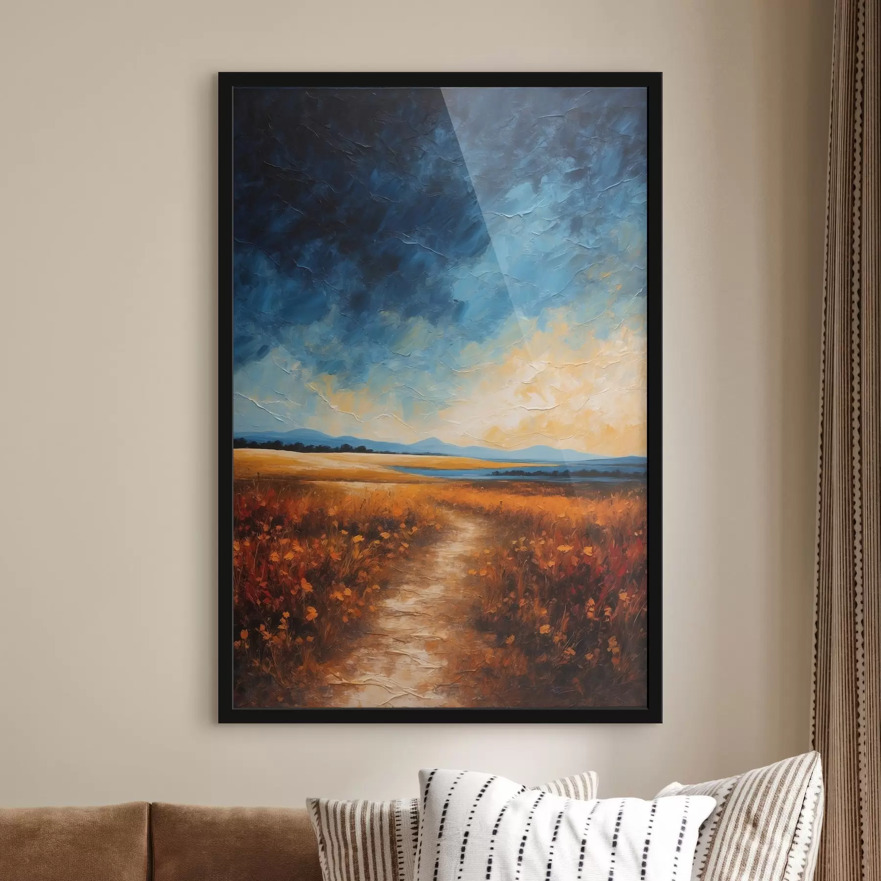 Fototapety Pole kvetov večer v akrylovej maľbe f44440