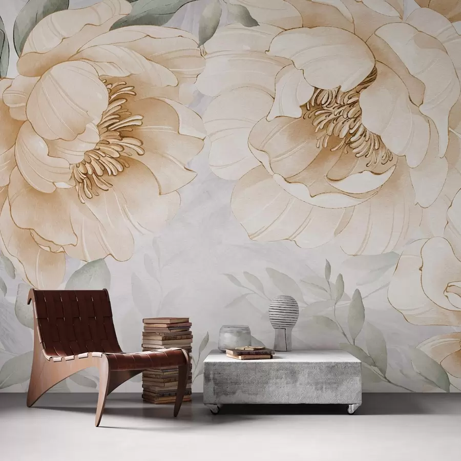 Fototapety Žlté pivonky imitácia akvarel w03932v1