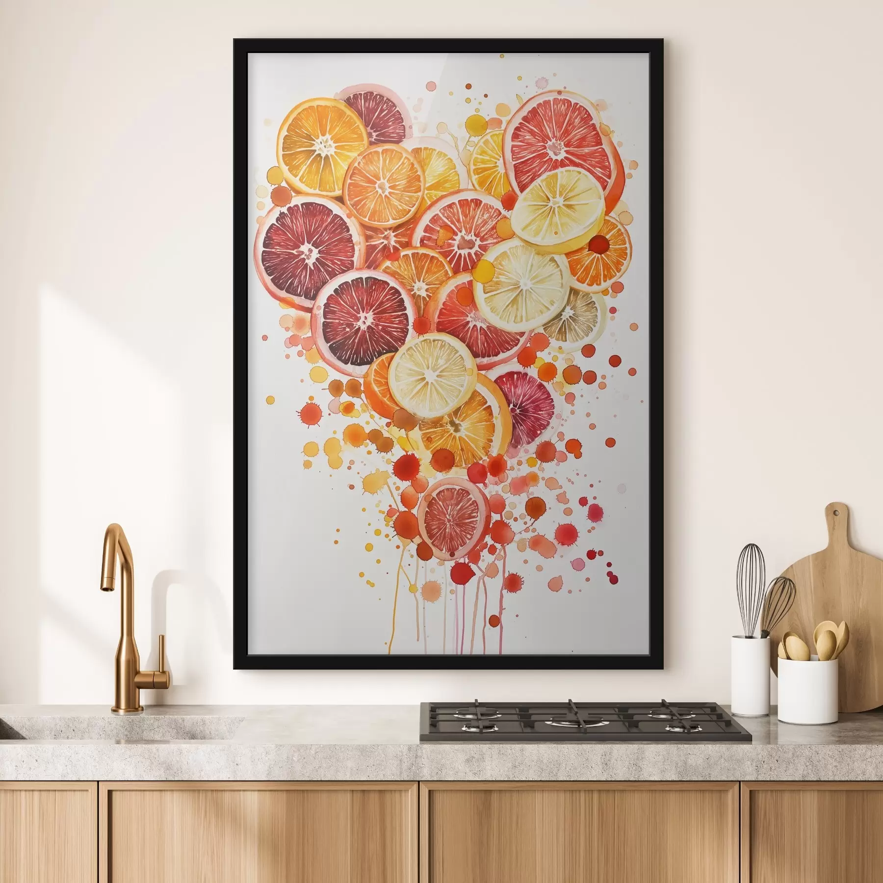 Obraz Hravá kompozícia plátkov citróna, pomaranča, grapefruitu a limetky v tvare srdca f44545
