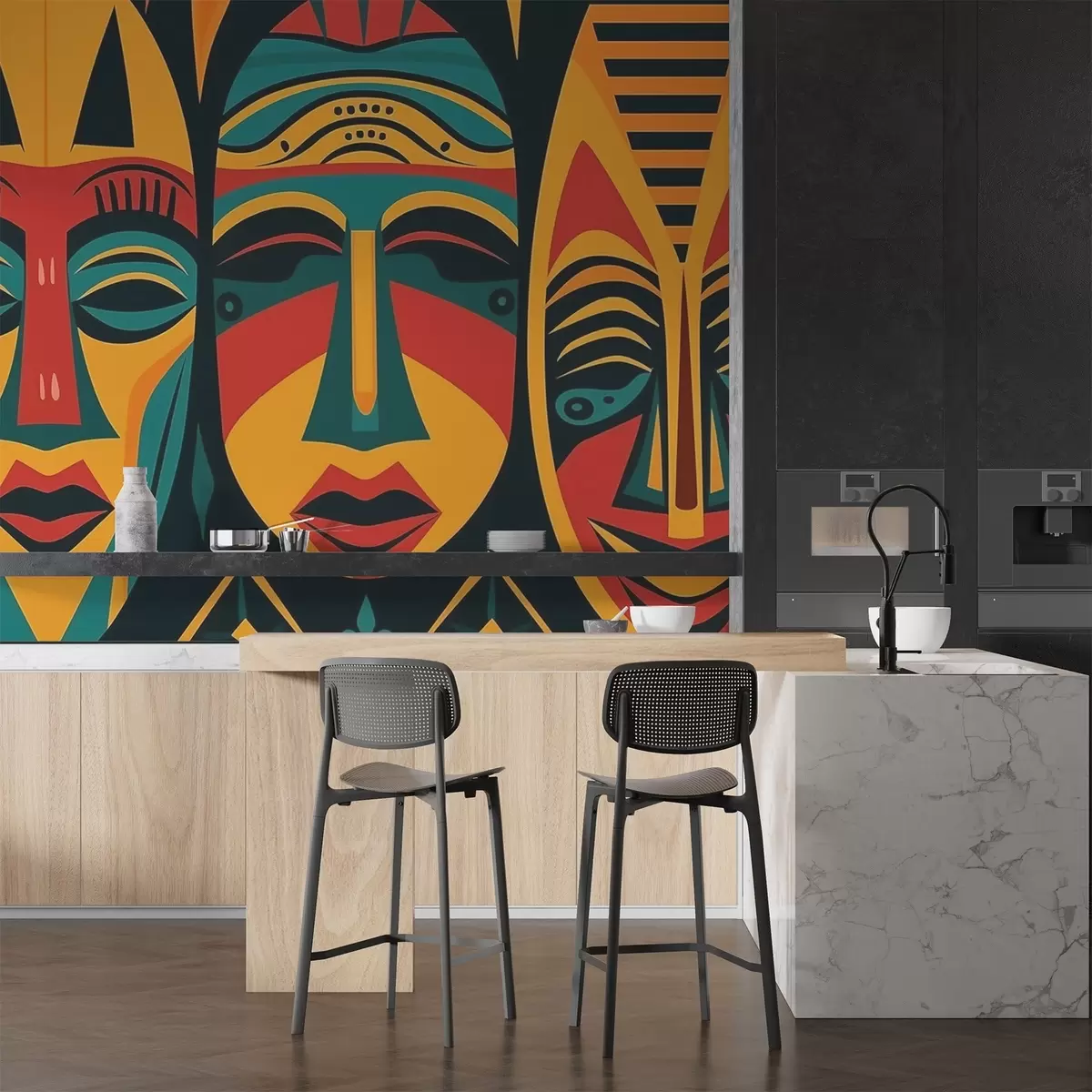 Fototapety Africké masky w04043v2 - Uwalls.sk Fototapety Africké masky w04043v2