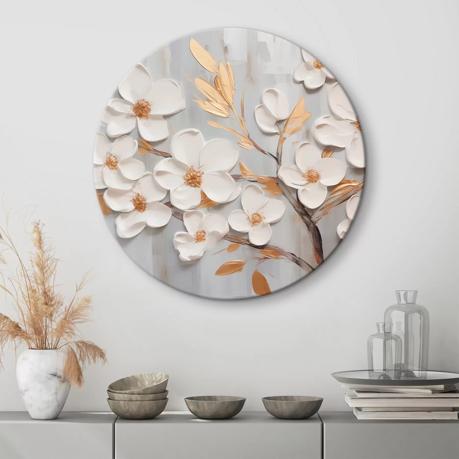 Obraz Imitácia maľby bielych kvetov r44586