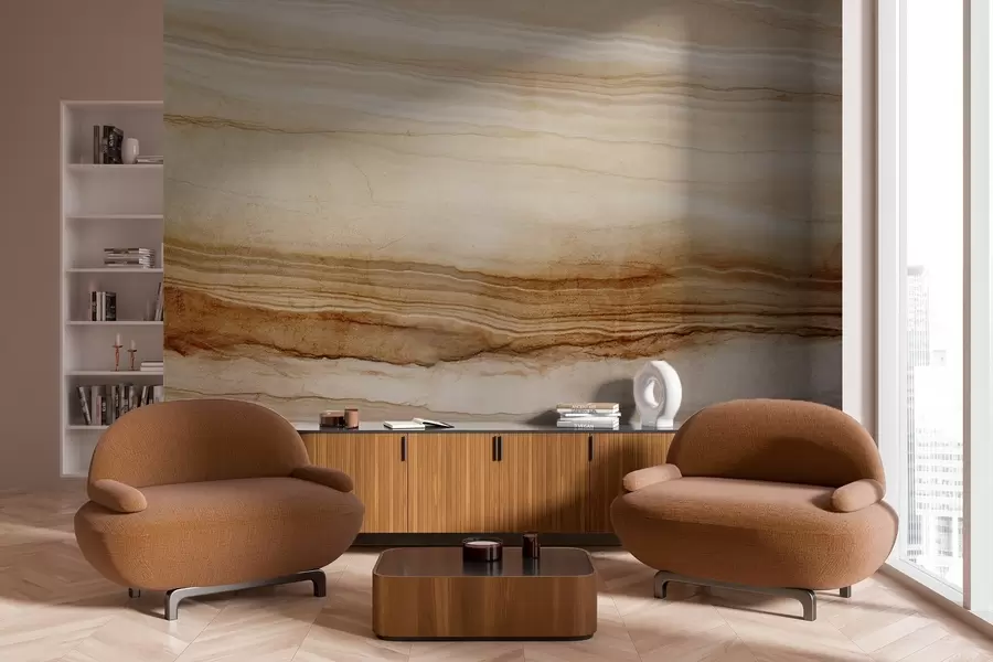 Fototapety Imitácia textúry dreva s horizontálnymi líniami, béžová a tmavohnedá farba, prírodná potlač, zemité jemné tóny w09156