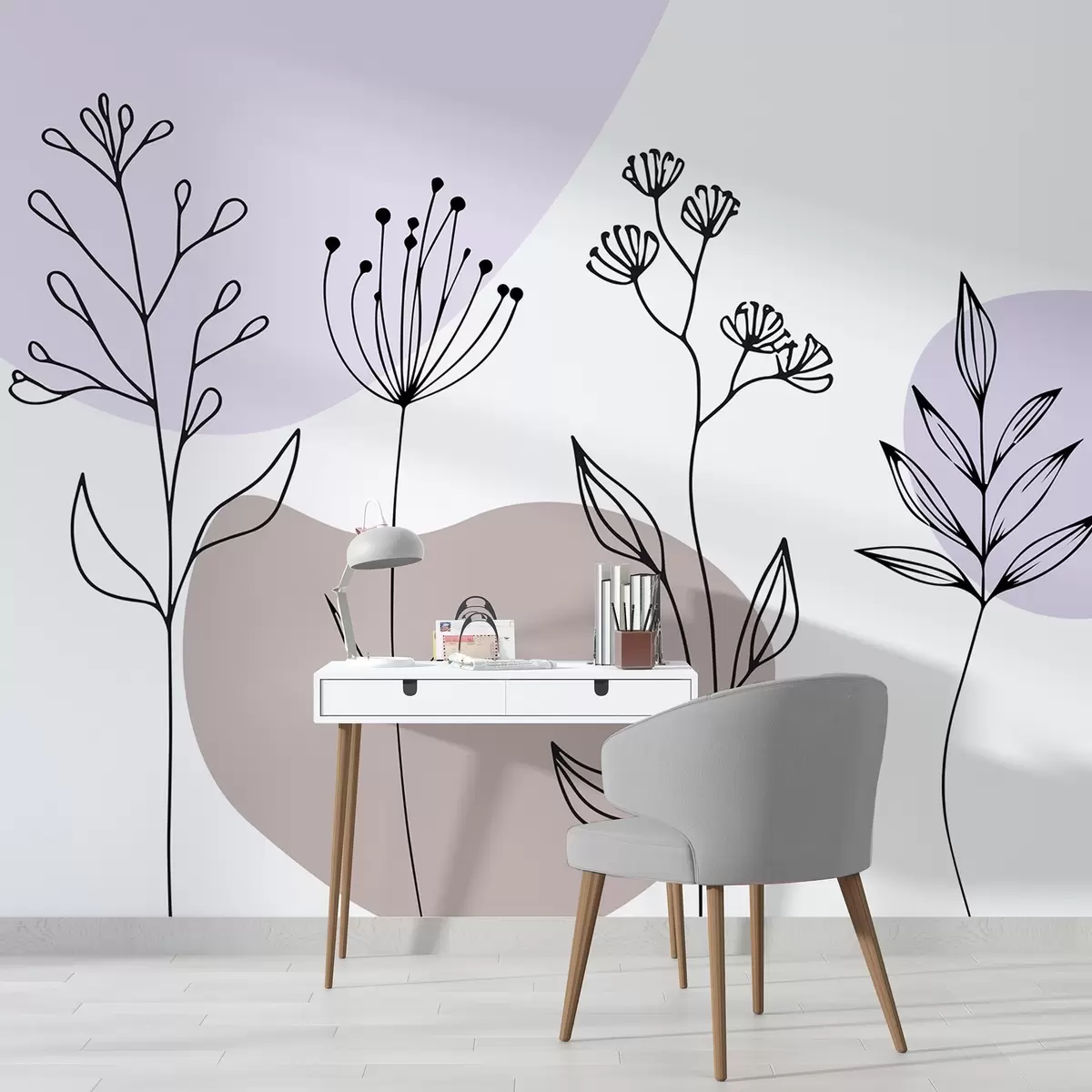 Fototapety Boho kvetinový obrys w04080