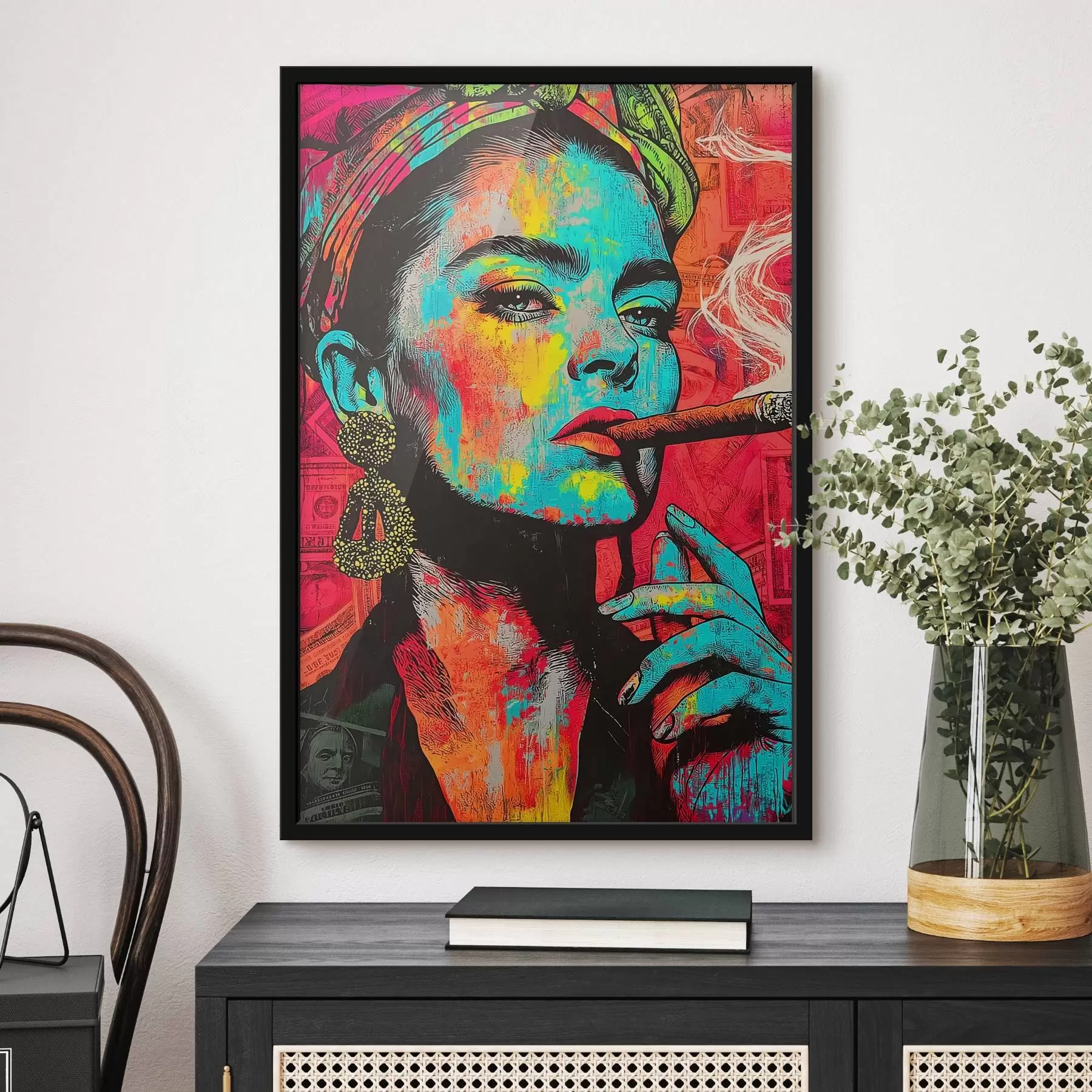 Obraz Dievča s cigarou, pop art štýl f44625