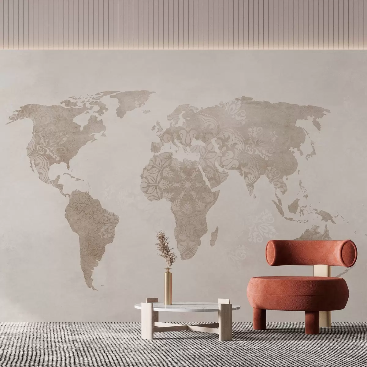 Fototapety Mapa sveta so vzorom w03954