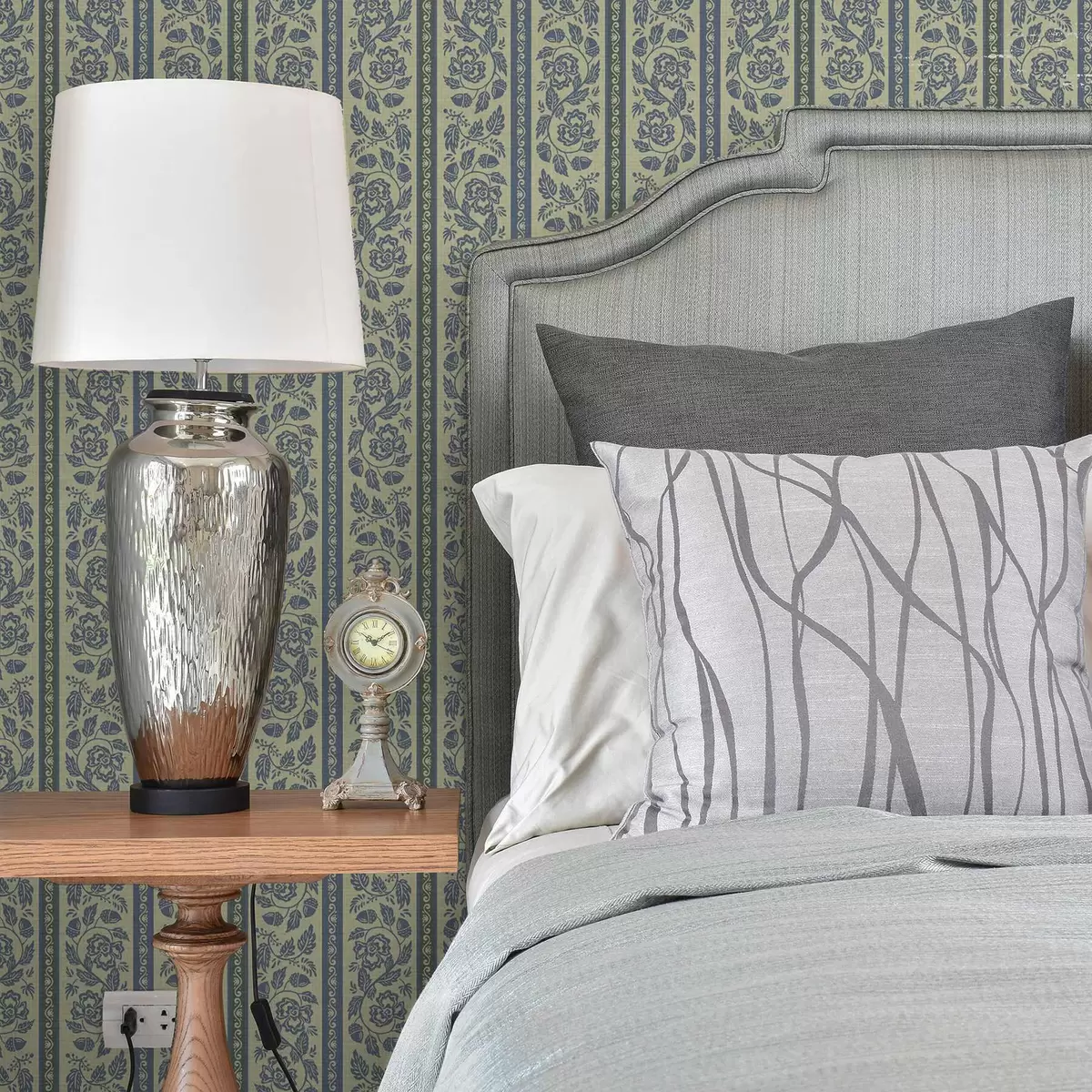 Tapety Modrá vintage ozdoba s kvetmi a žaluďmi a00181v1