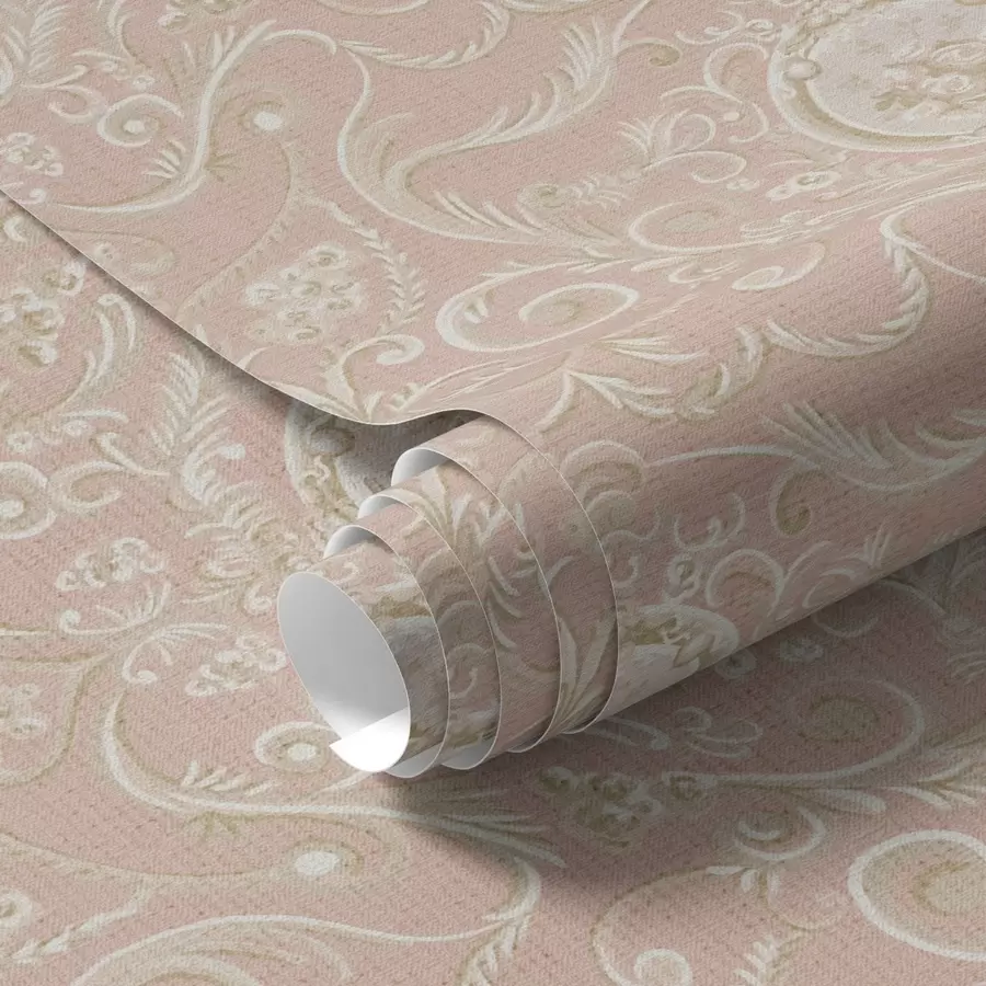 Fototapety Ružový klasický vzor s medailónmi a kvetmi a00185