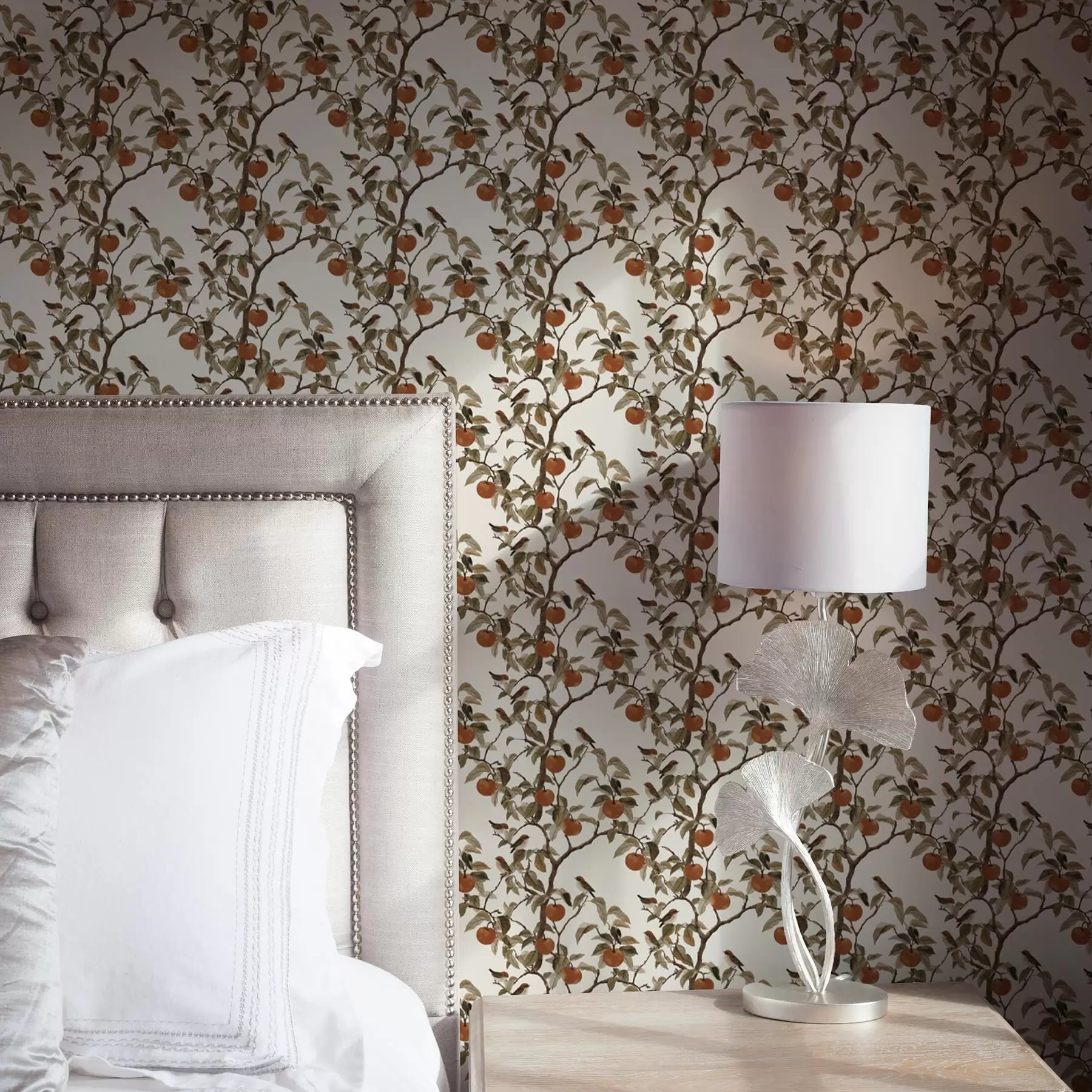 Fototapety Vtáky a pomaranče na konároch, historická botanika a00208