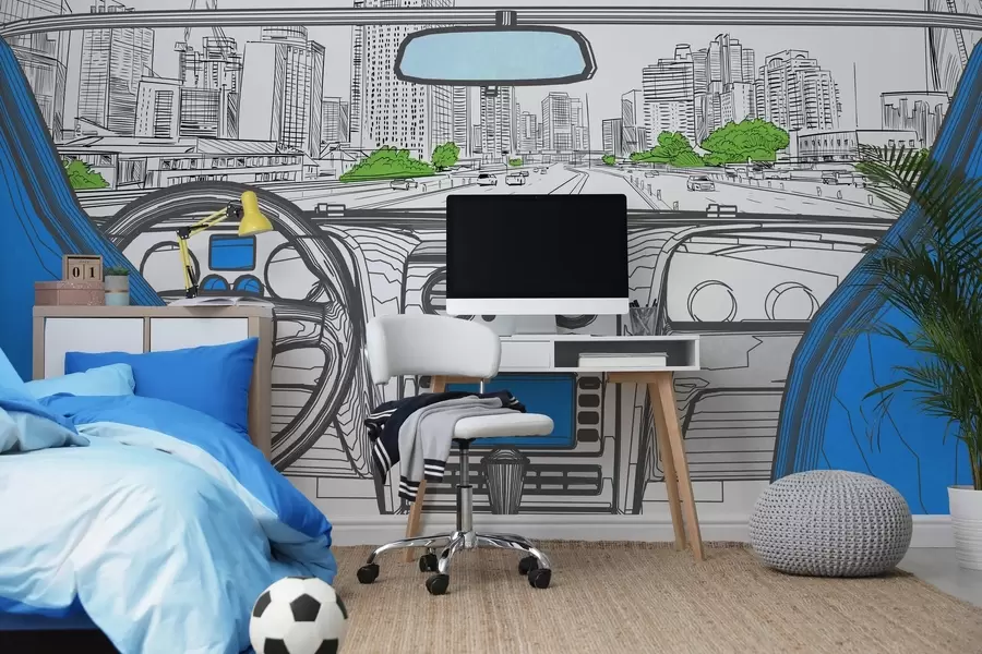 Fototapety Pohľad na obrys z auta w04109v1