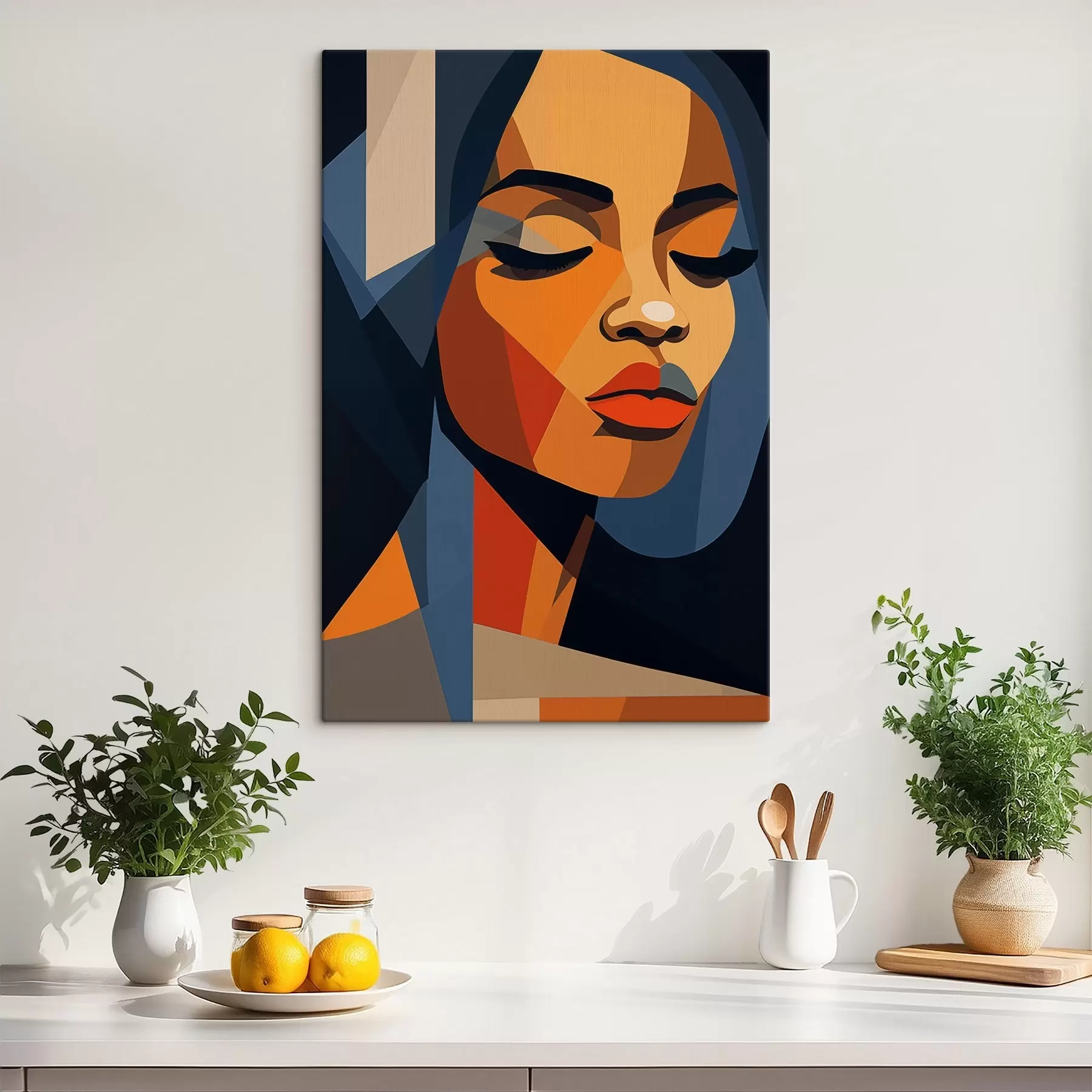 Obraz Grafický portrét so zatvorenými očami s44760