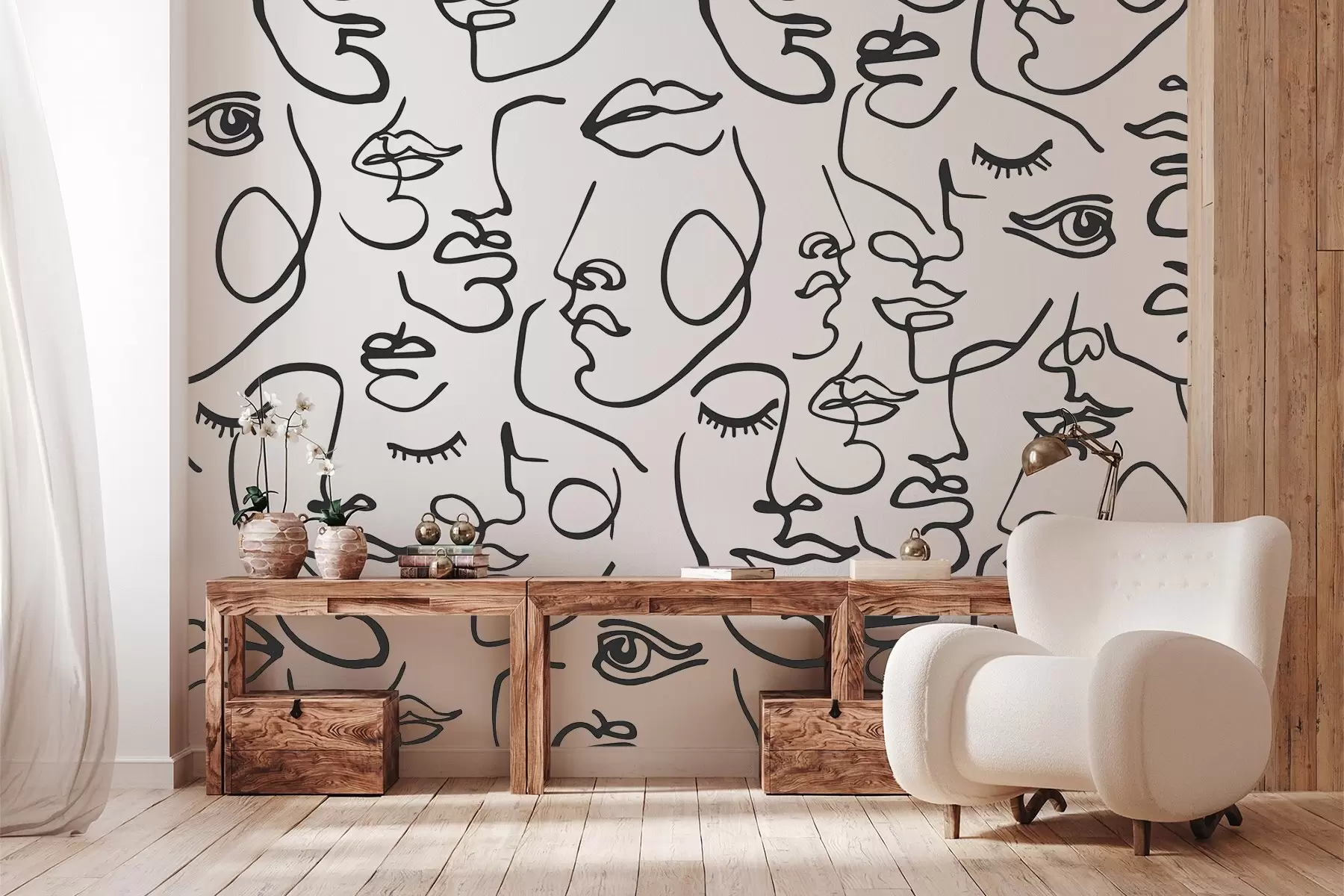 Fototapety Abstraktné tváre čiernej farby w04121