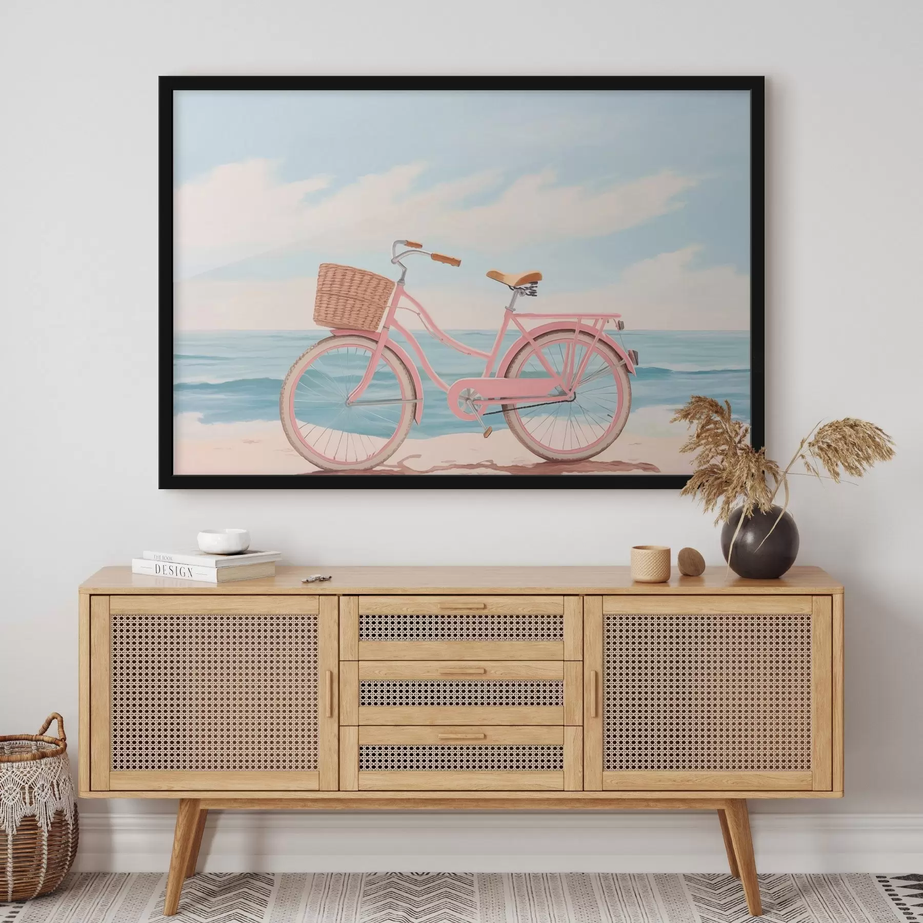 Fototapety Ružový bicykel na pláži f44808