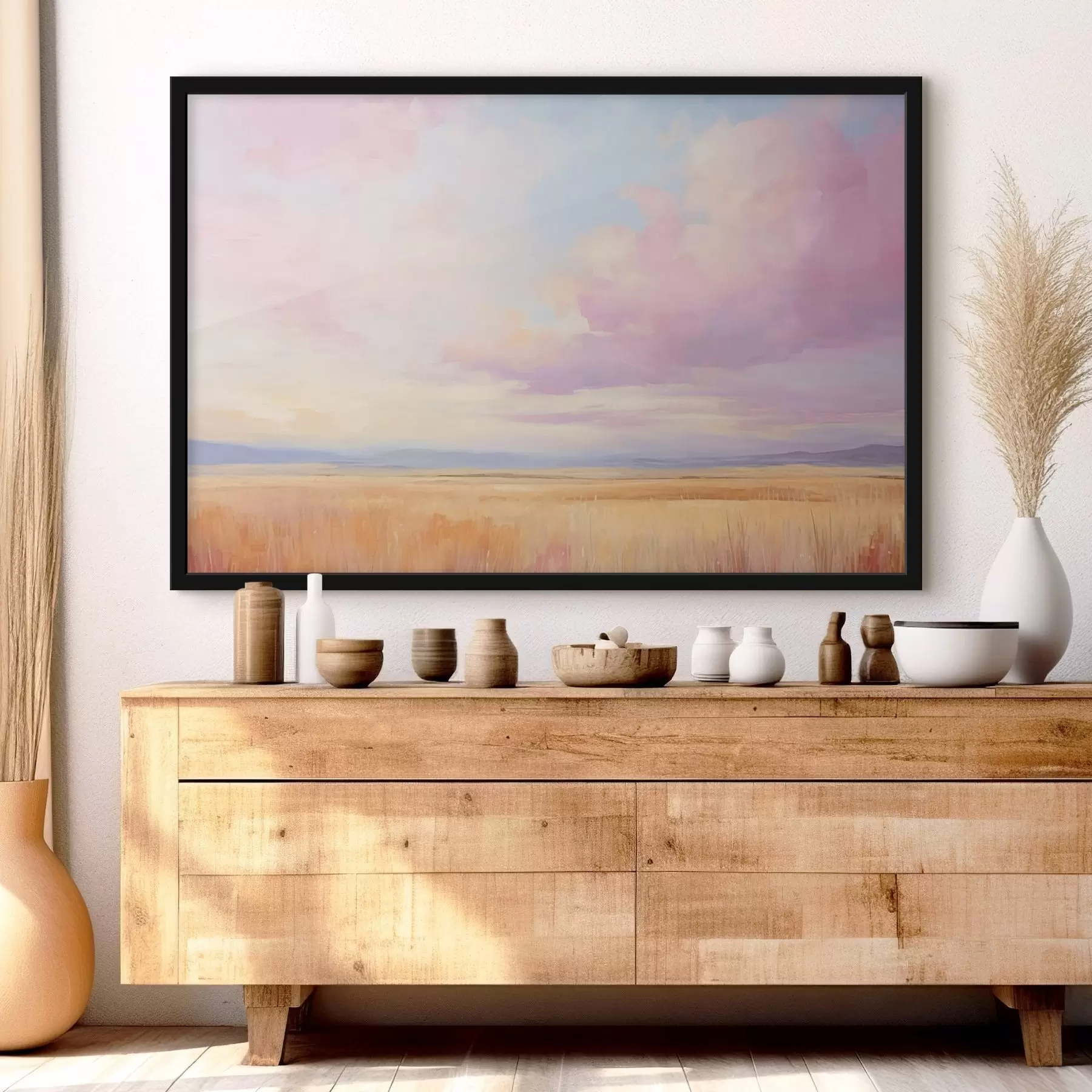 Fototapety Ružová obloha nad poľom f44810