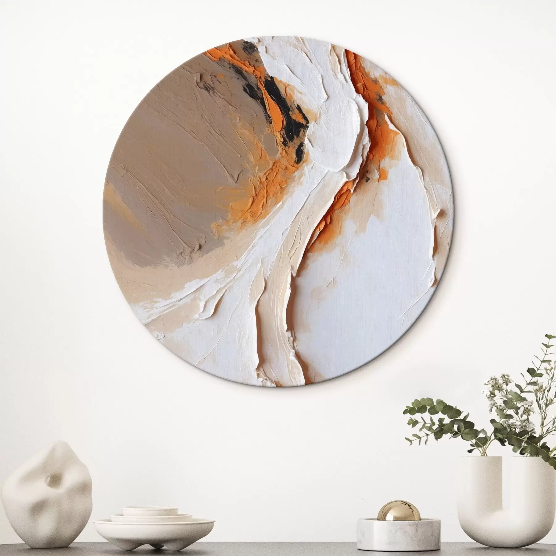 Obraz Jemný pastel s oranžovým akcentom a hladkými ťahmi r44874