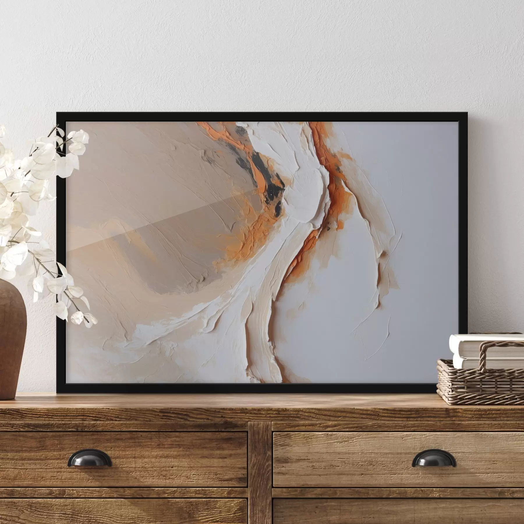 Fototapety Jemný pastel s oranžovým akcentom a hladkými ťahmi f44874