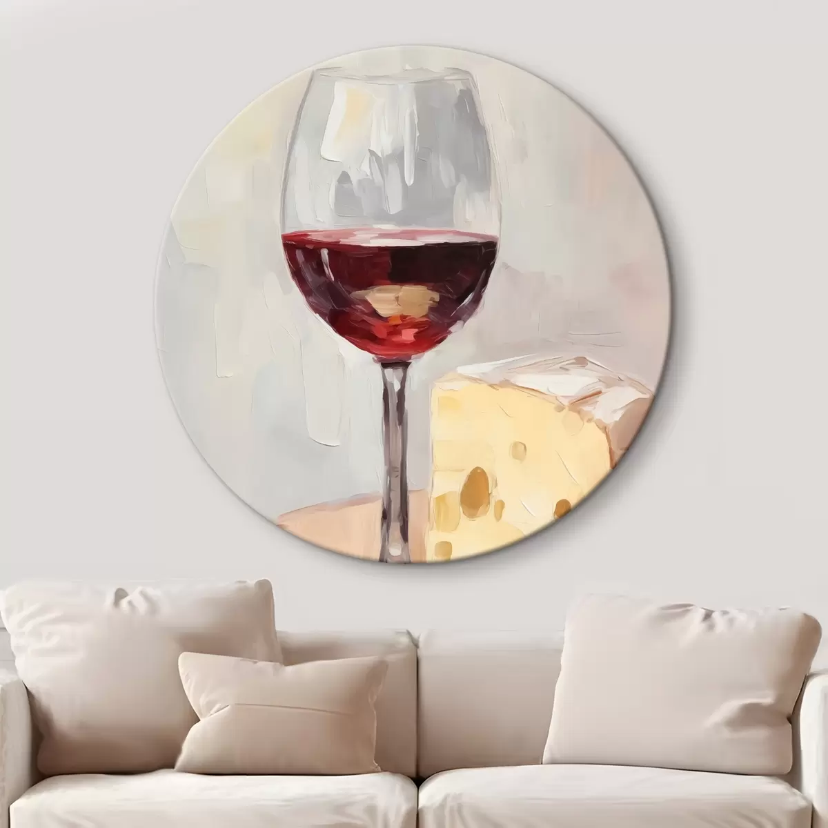 Okrúhle obrazy Pohár vína pri syre r44829