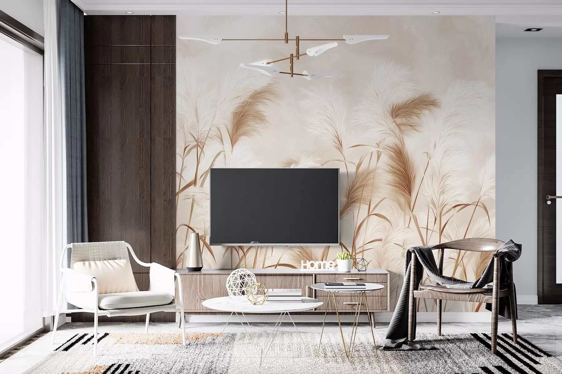 Fototapety Elegantné kvety pampovej trávy v jemných béžových a mliečnych tónoch w09150v1