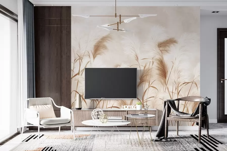 Fototapety Elegantné kvety pampovej trávy v jemných béžových a mliečnych tónoch w09150v1