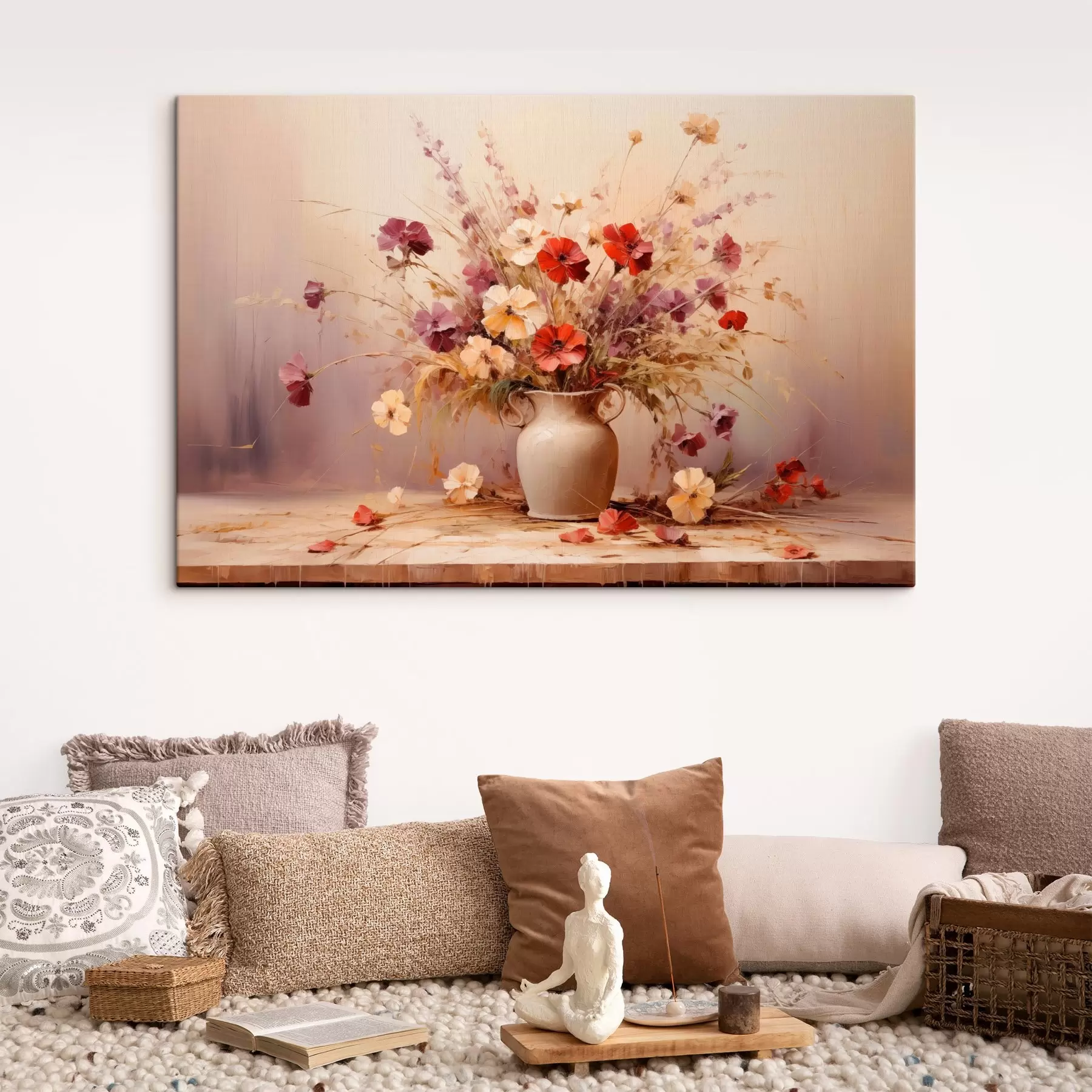 Obraz Kytica poľných kvetov vo váze v štýle olejomaľby s44947