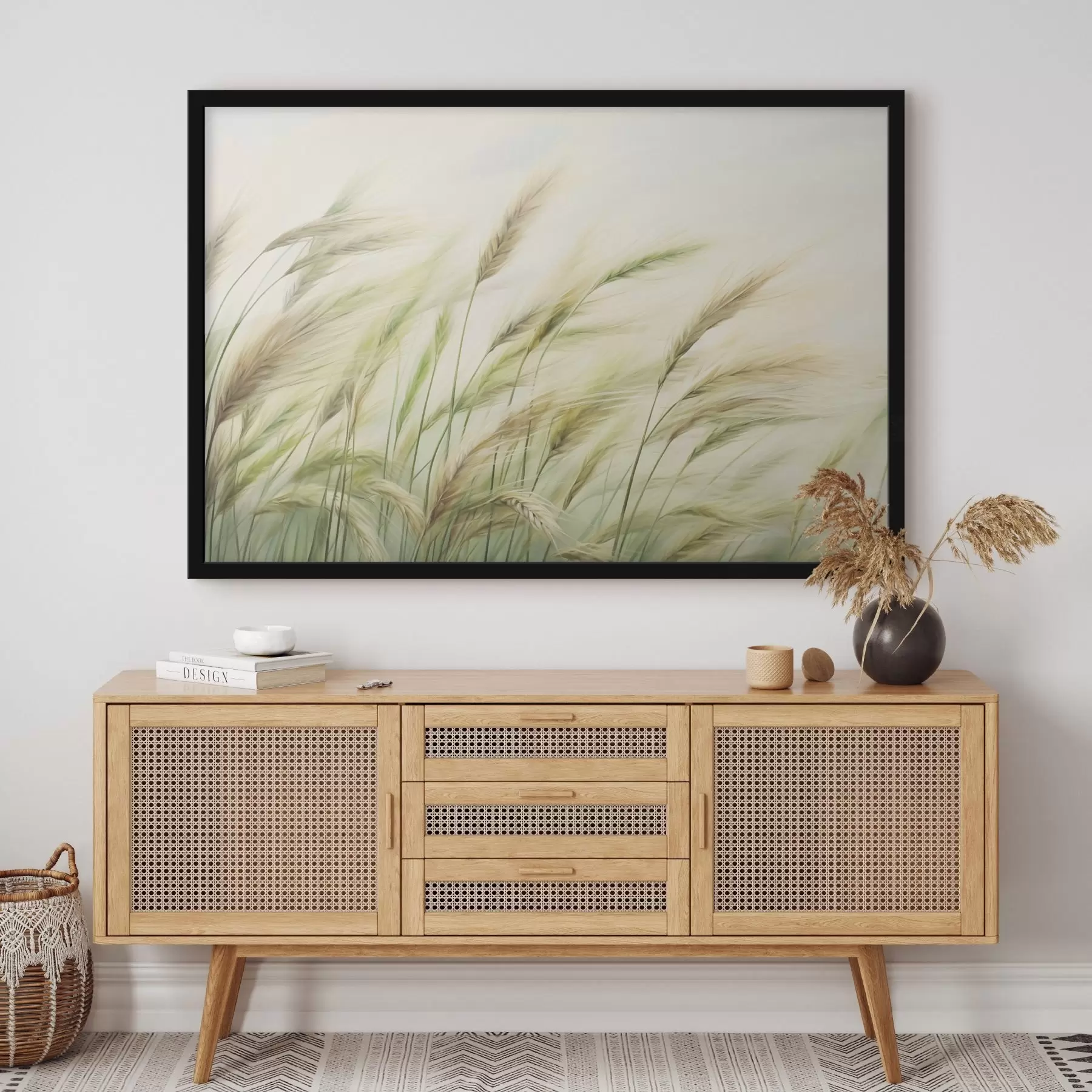 Fototapety Pšeničné pole so žltými a zelenými klasmi, jemné ťahy štetcom a ľahká paleta farieb, prirodzená atmosféra f44923