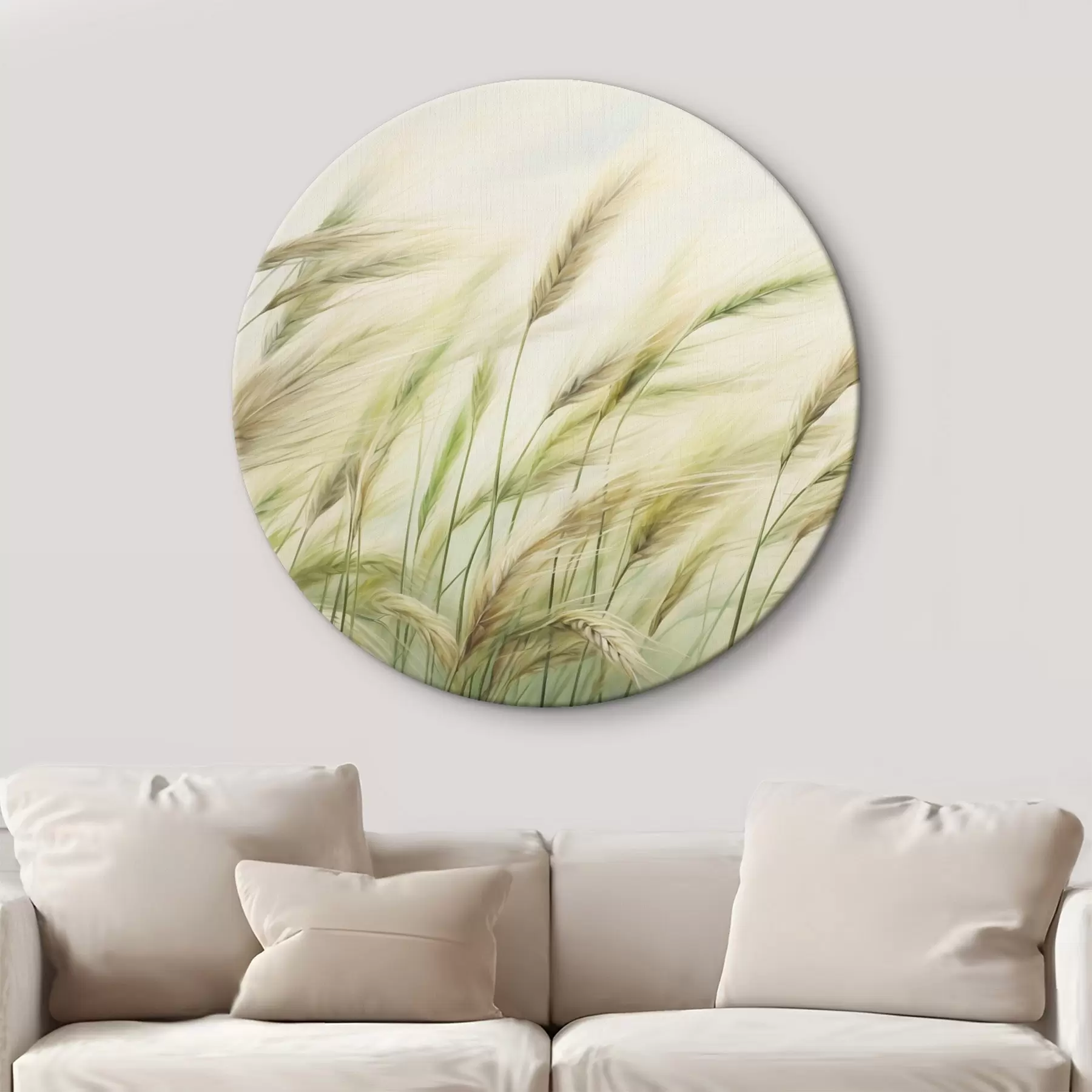 Obraz Pšeničné pole so žltými a zelenými klasmi, jemné ťahy štetcom a ľahká paleta farieb, prirodzená atmosféra r44923