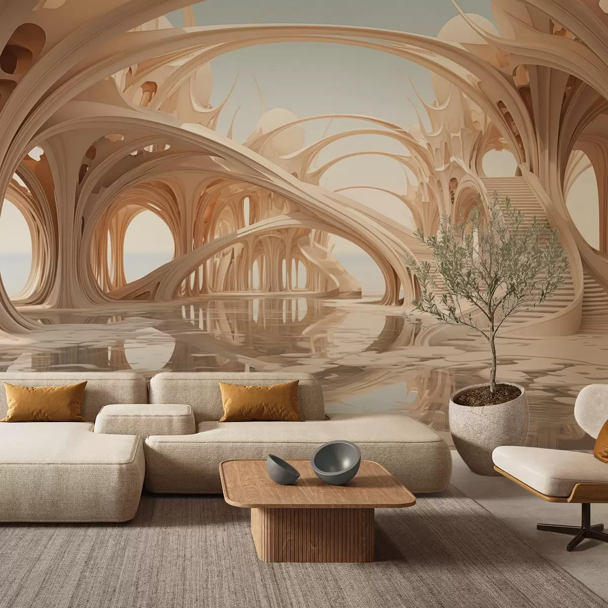 Fototapety Fantasy architektúra s oblúkmi nad vodou w09241