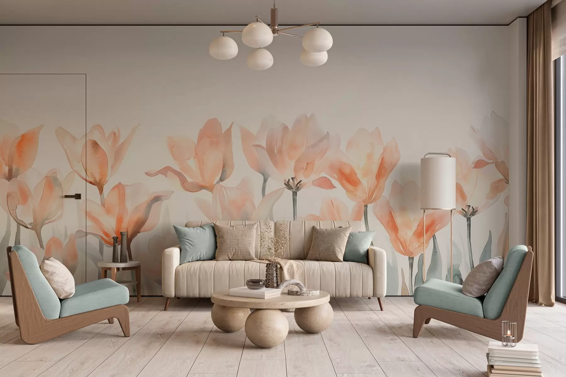 Fototapety čerstvé akvarelové tulipány rastúce zdola w04204
