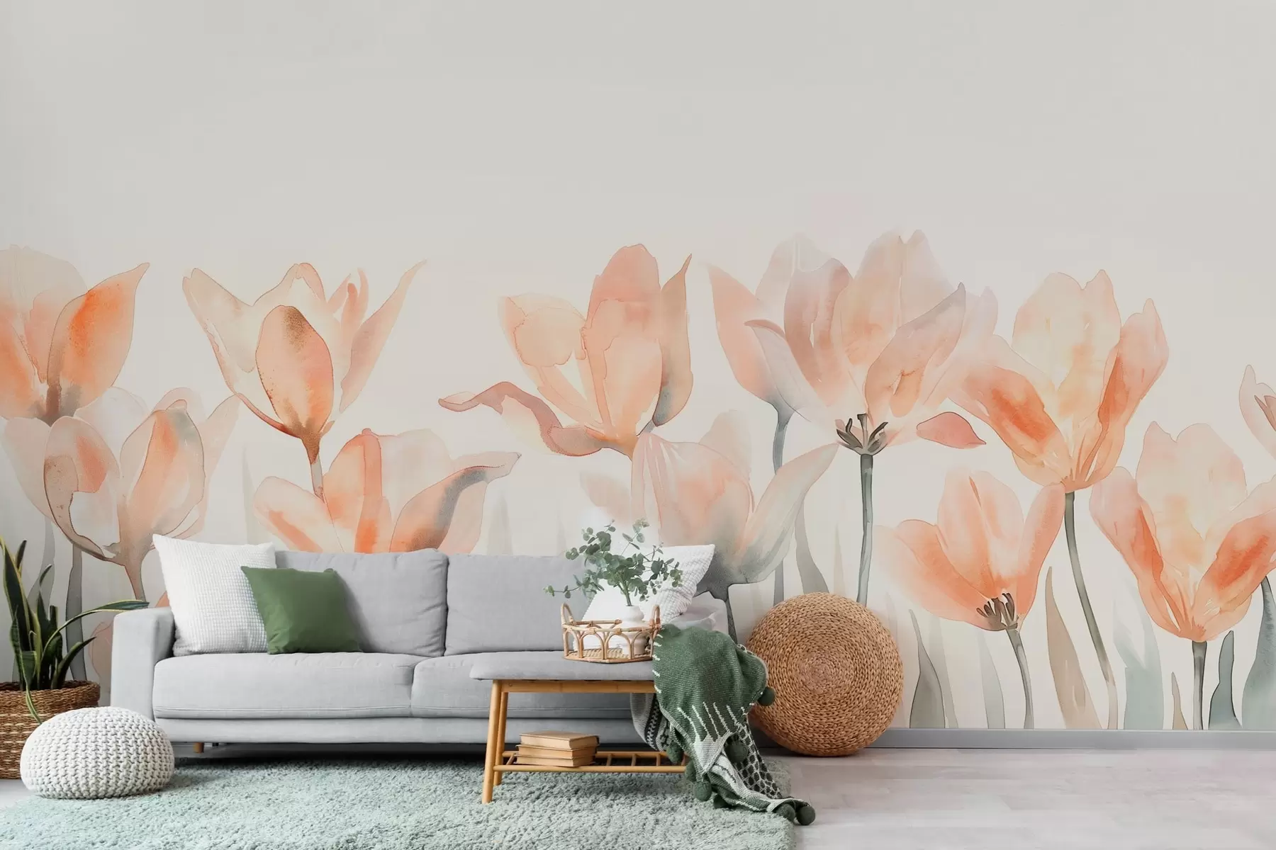 Fototapety čerstvé akvarelové tulipány rastúce zdola w04204