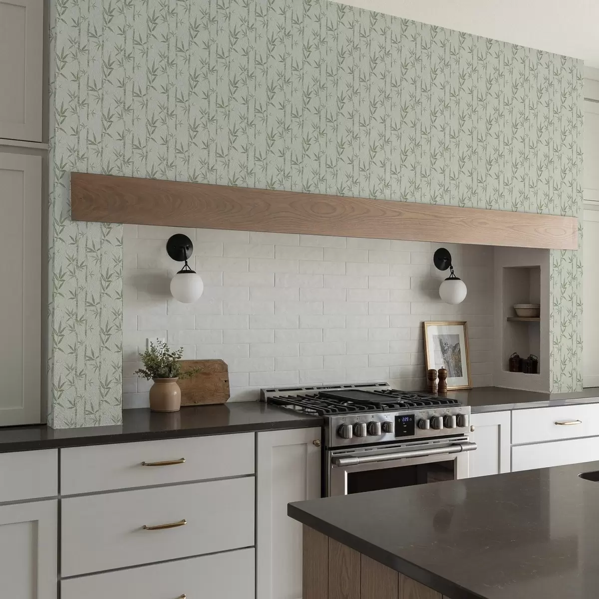 Tapety Svetlozelený bambus na jemnom pastelovom pozadí a00236v1