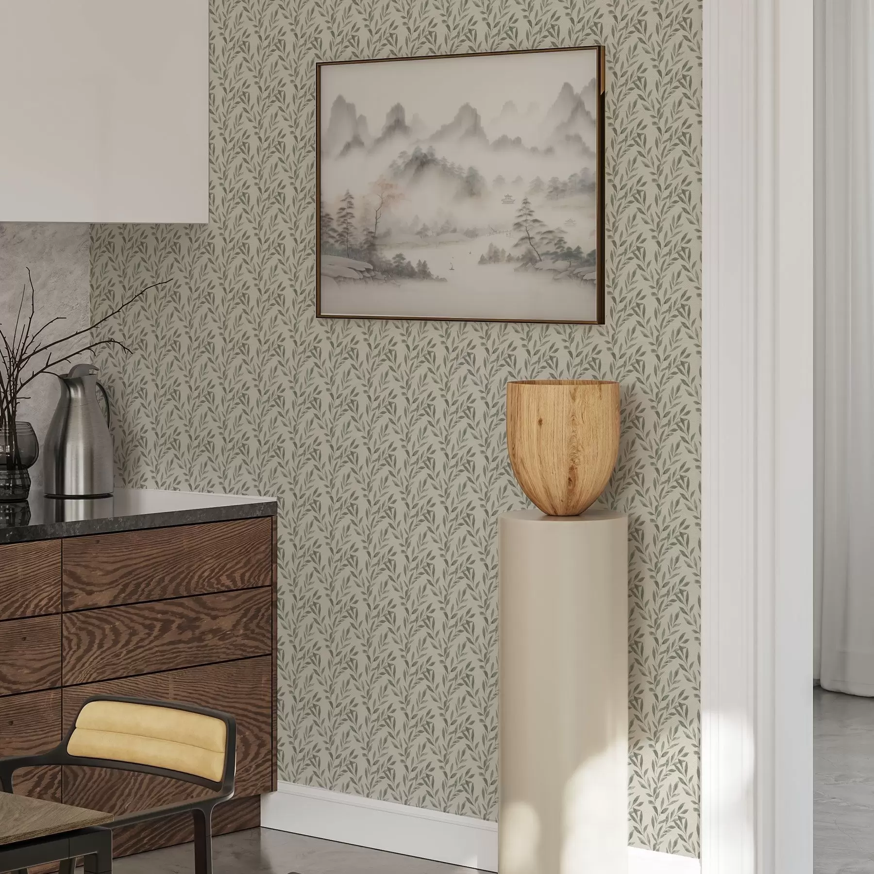 Fototapety Úhľadné olivové vetvičky na svetlom pozadí a00243