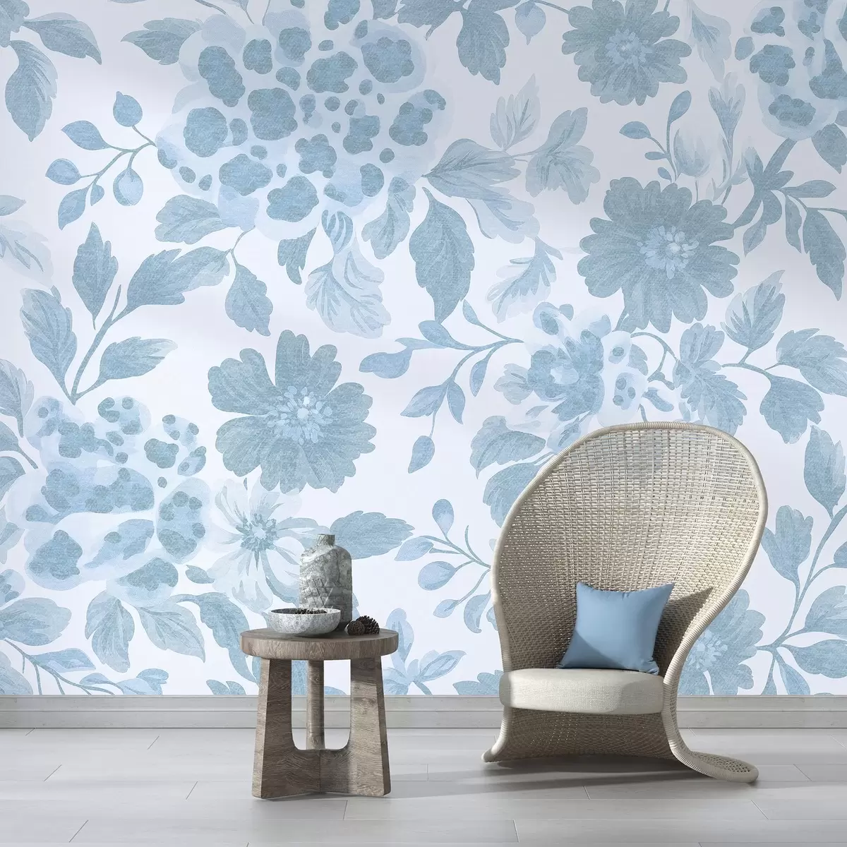 Fototapety Kvety v boho štýle s leopardou potlačou, modrá farba w04114v1