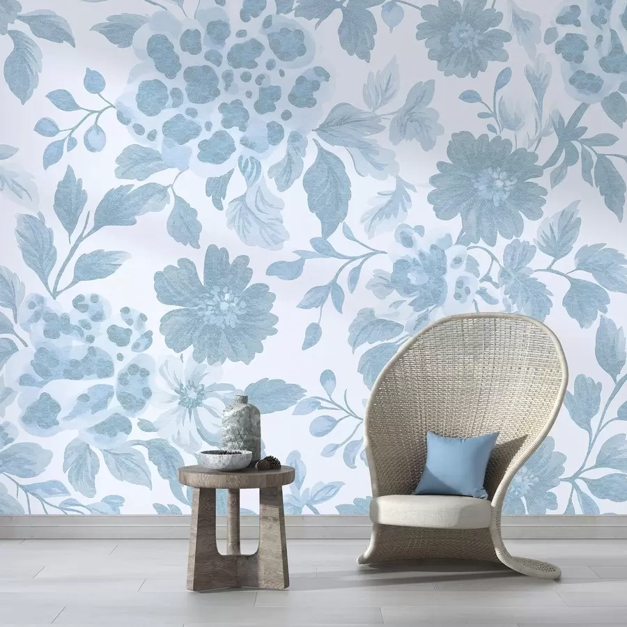 Fototapety Kvety v boho štýle s leopardou potlačou, modrá farba w04114v1