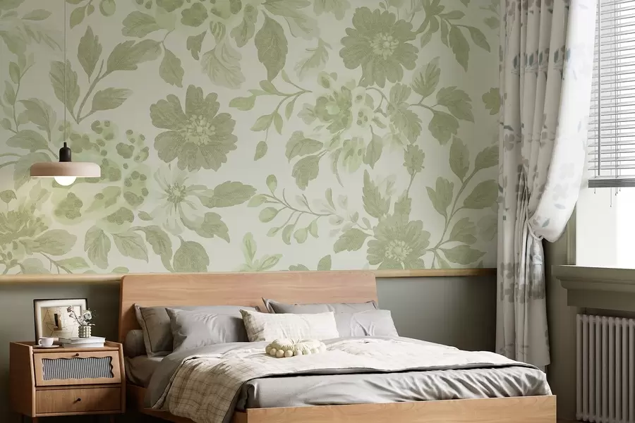 Fototapety Kvety v boho štýle s leopardou potlačou, zelená farba w04114v2