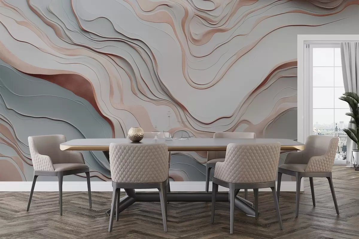 Fototapety vrstvy, vlny, abstrakcia, ružová, sivá, mäkké tvary, w04255v1