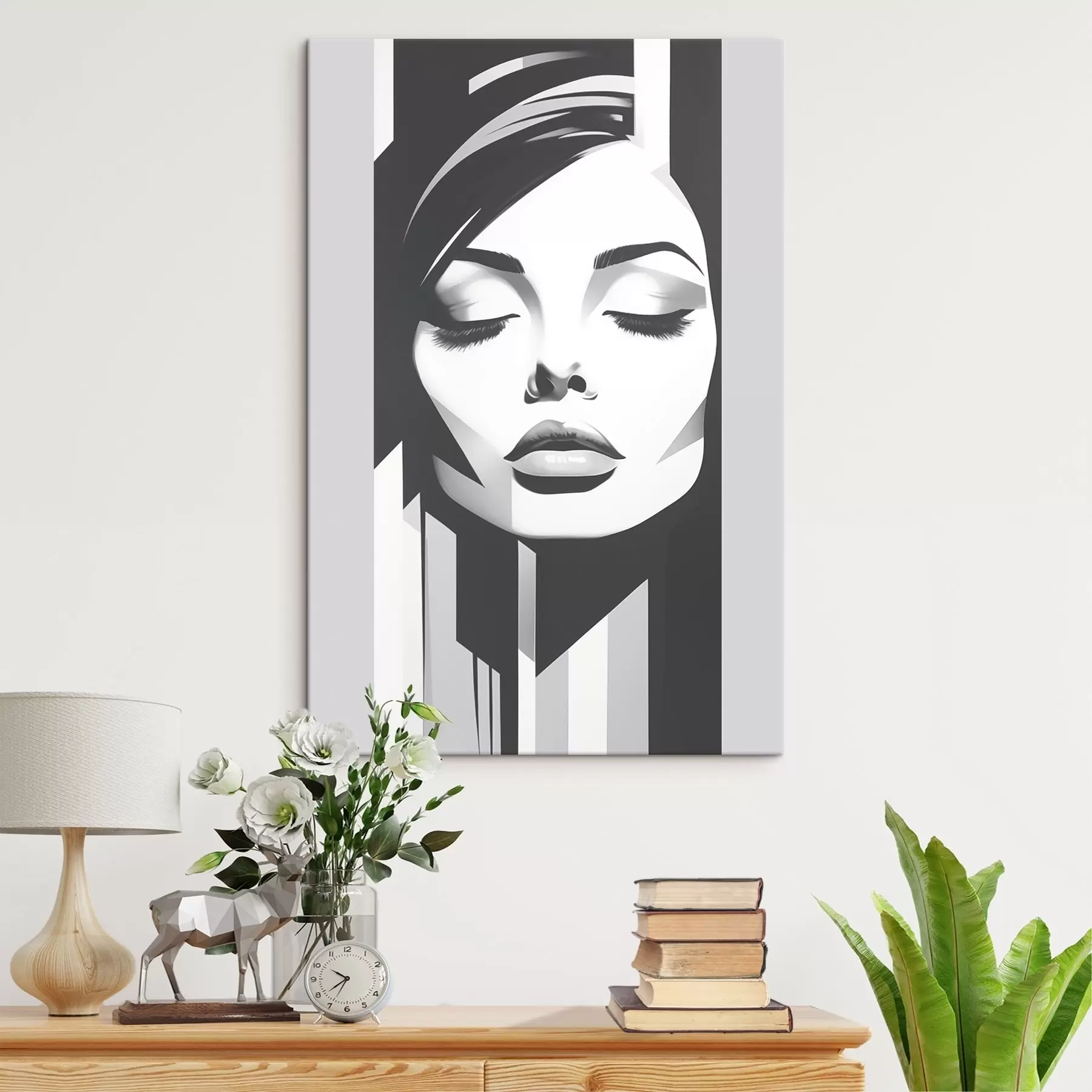 Obraz Čiernobiela tvár so zatvorenými očami s45075