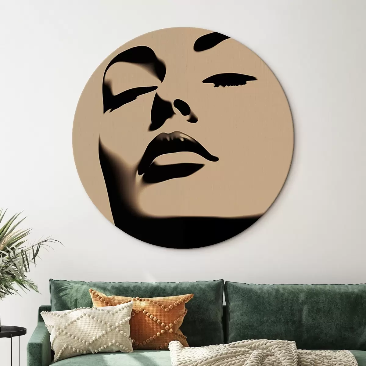 Okrúhle obrazy Silueta ženskej tváre r45071
