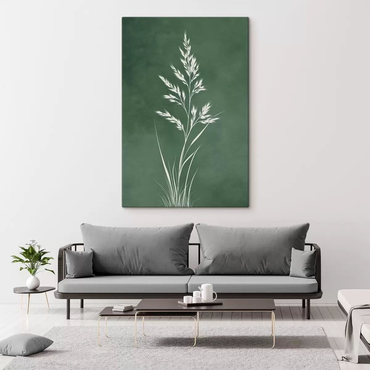 Obraz poľná tráva, príroda, botanické umenie, elegantný, plochý štýl, tlmené tóny, zeleň s45093