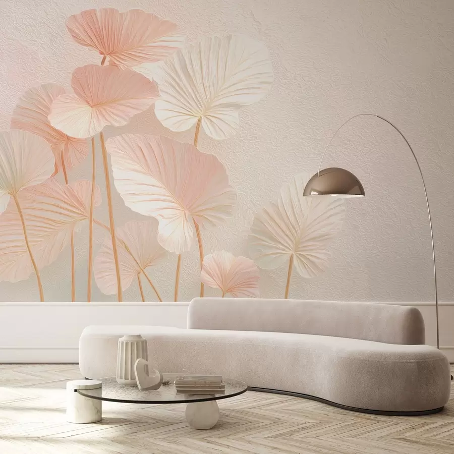 Fototapety Elegantné veľké tropické listy v jemnej ružovej farbe w09252v1