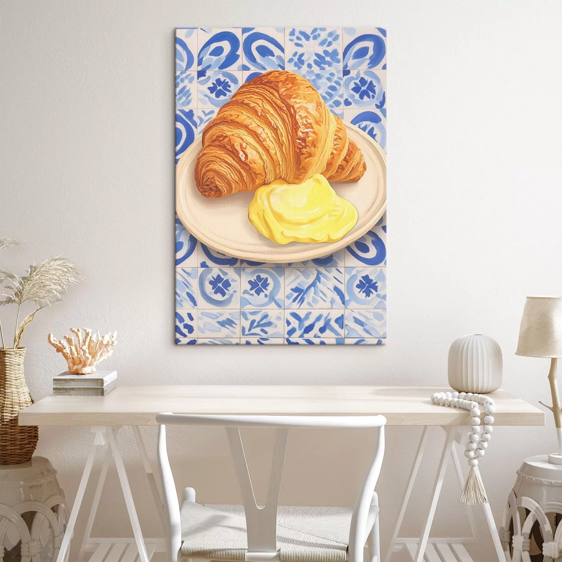 Obraz Croissant s maslom na tanieri s45146