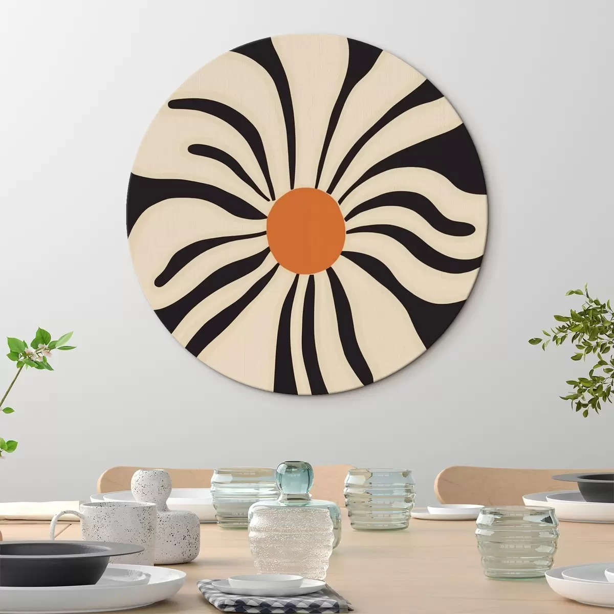 Okrúhle obrazy Štylizovaný kvet r45150