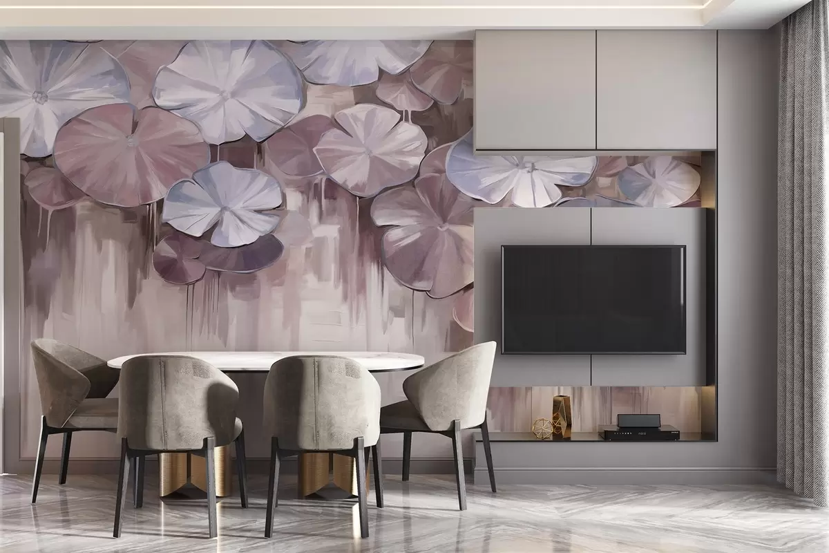 Fototapety Textúrované lekná s fialovými a modrými farbami v rybníku, pozadie je rozmazaná zmes jemných odtieňov fialovej w09255v1 - Uwalls.sk Fototapety Textúrované lekná s fialovými a modrými farbami v rybníku, pozadie je rozmazaná zmes jemných odtieňov fialovej w09255v1