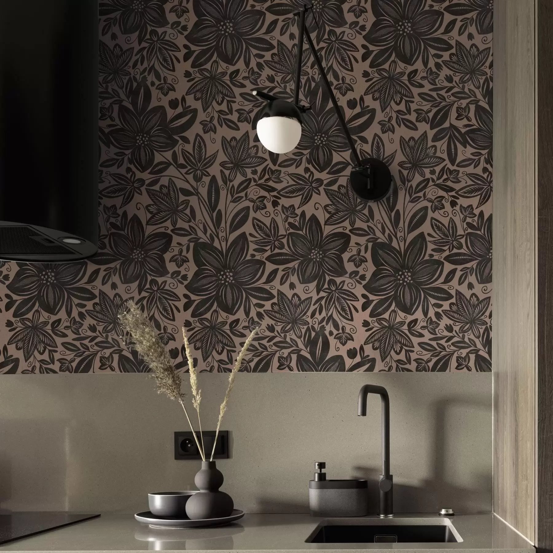 Fototapety Čierno-ružový etnický kvetinový vzor a ružový etnický kvetinový vzor a00351