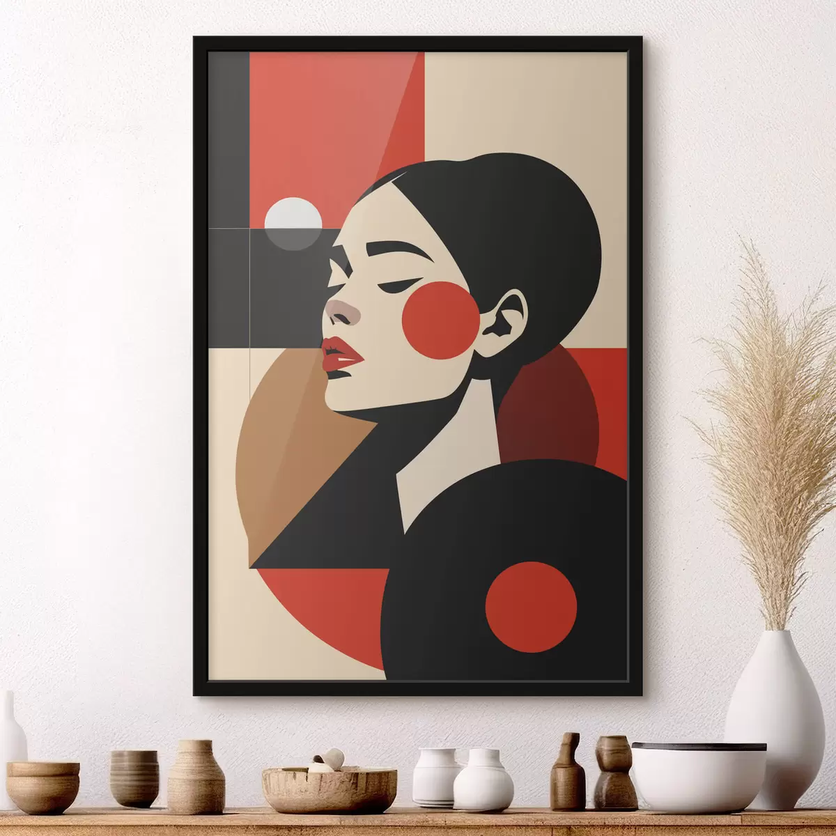 Plagáty Abstraktný portrét ženy v štýle Bauhaus f45165