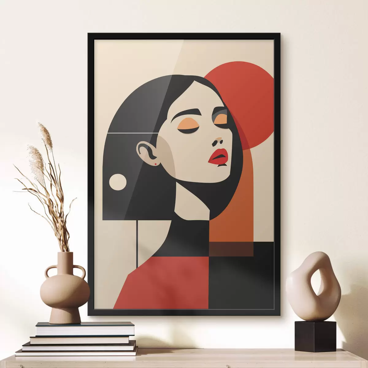 Plagáty Abstraktný portrét ženy v štýle Bauhaus f45166
