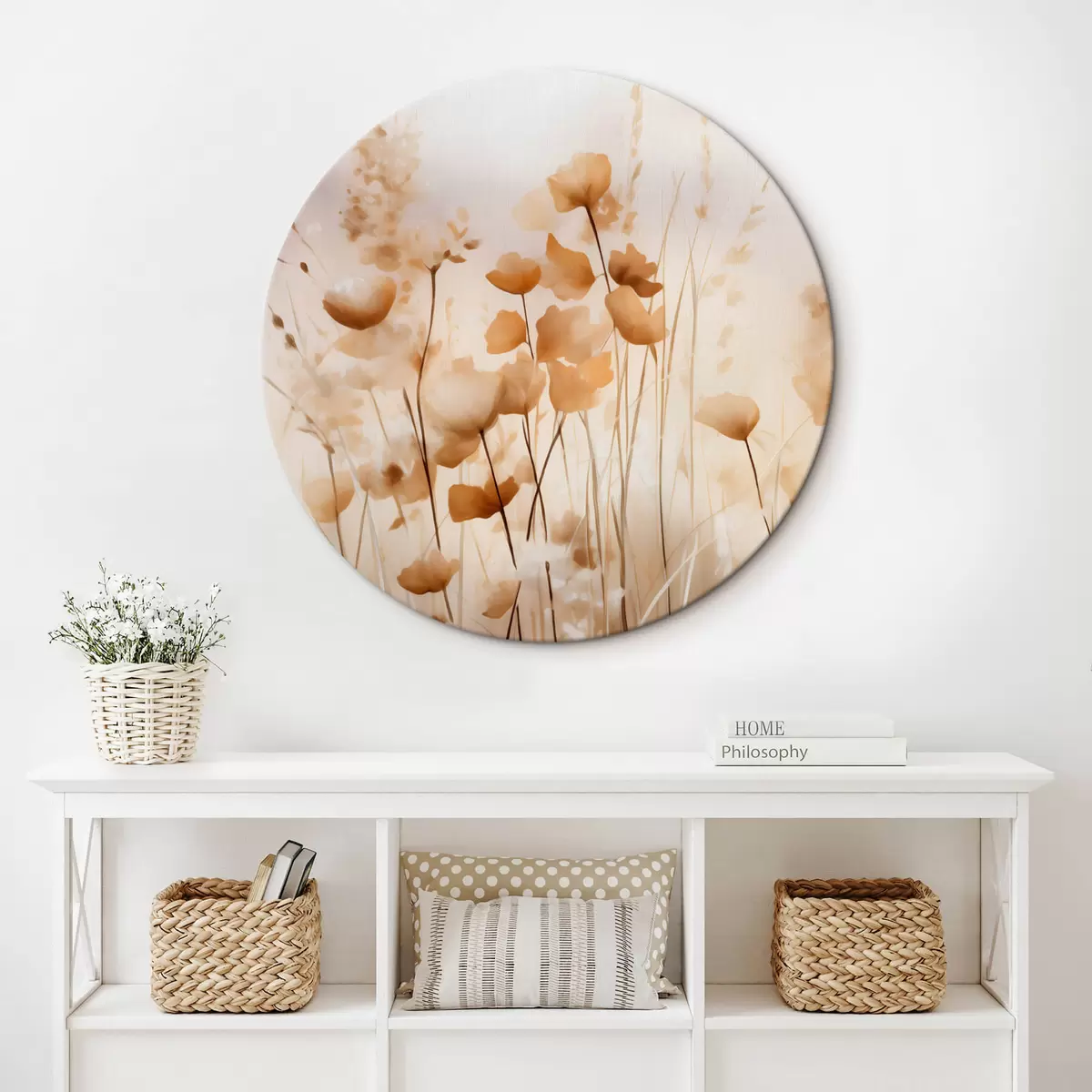 Okrúhle obrazy Abstraktné poľné kvety r44413