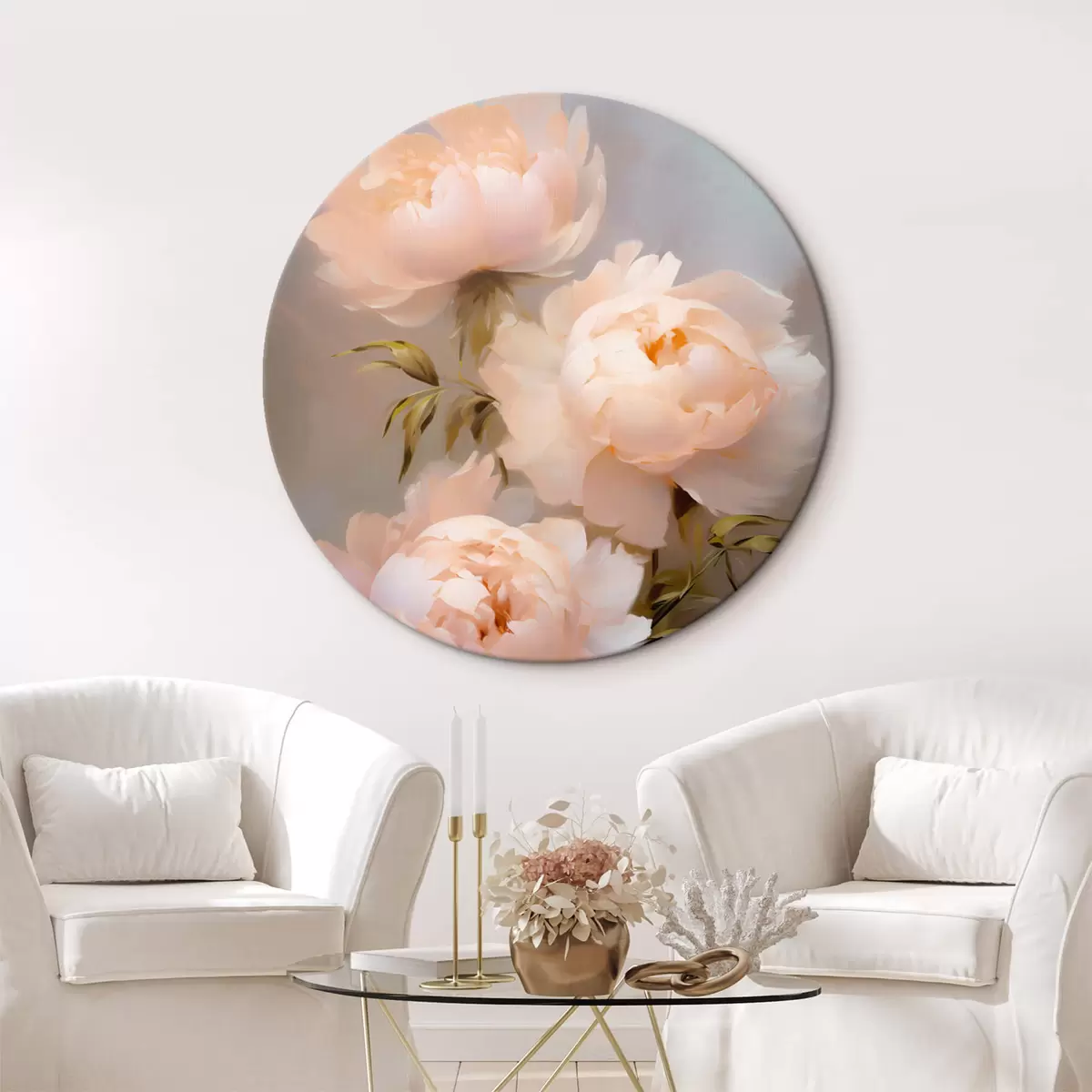 Okrúhle obrazy Kytica pivoniek r44414