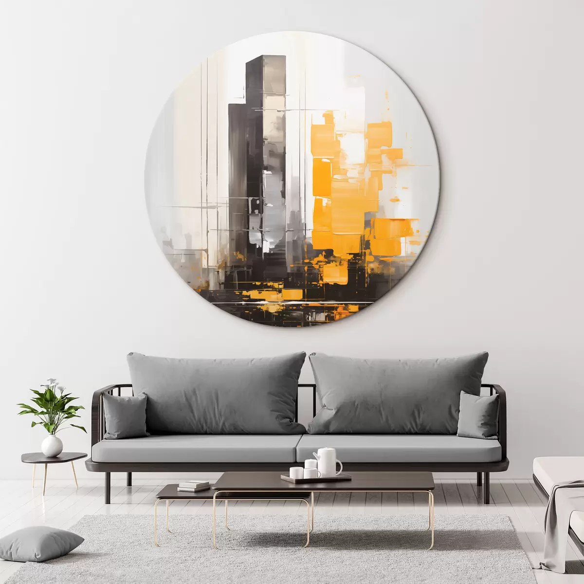 Okrúhle obrazy Abstrakcia s mrakodrapmi r45162