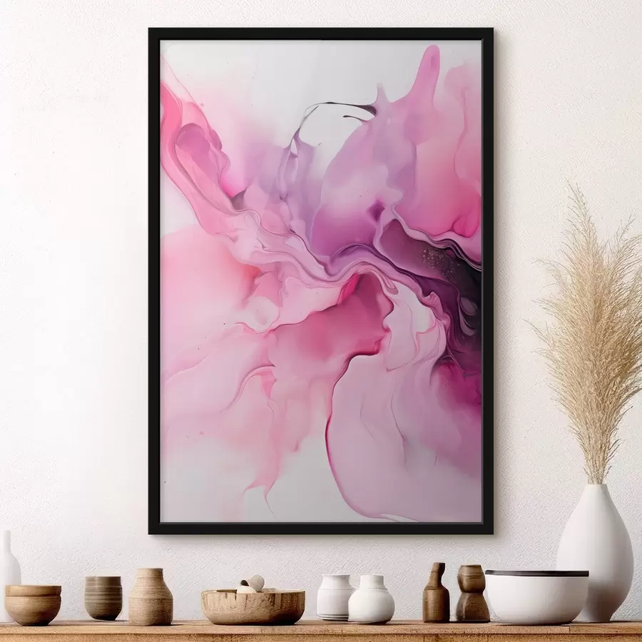 Fototapety Abstraktné víry ružovej, fialovej a čiernej farby sa prelínajú do organickej kompozície a vytvárajú pocit pohybu f45195